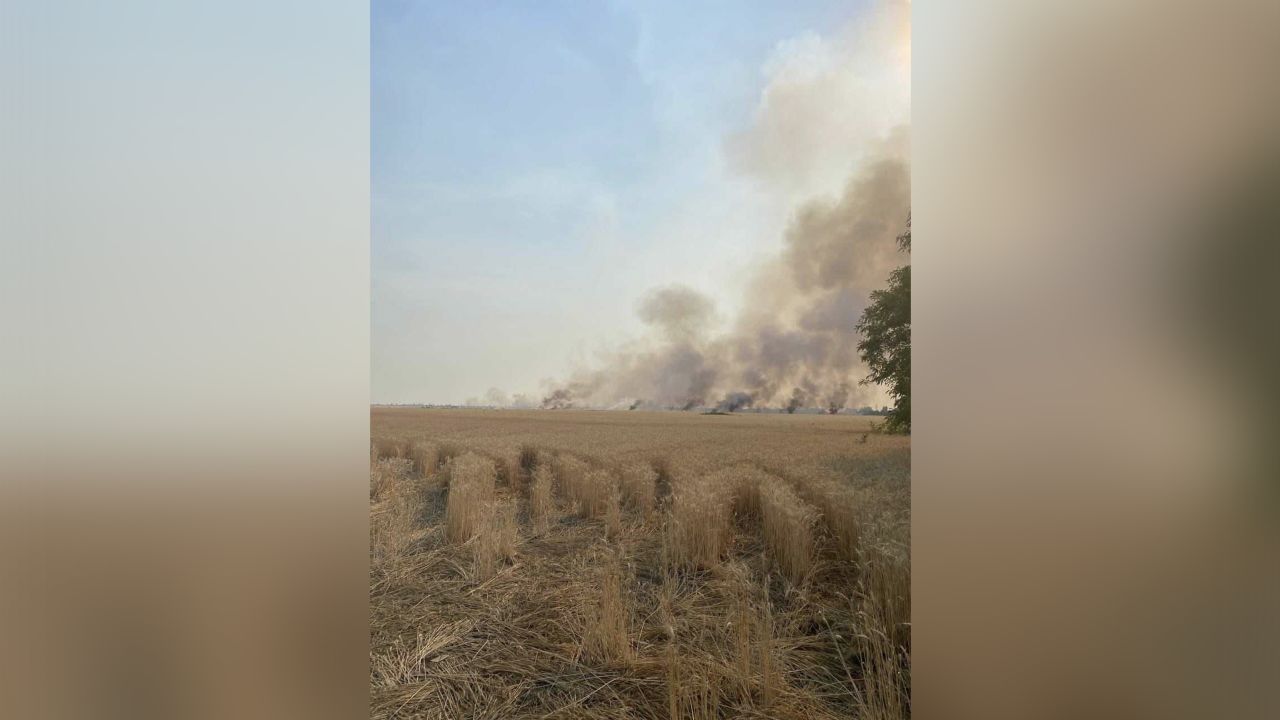 Pavlo Serhienko said he has had to extinguish many fires which have started on his farm.