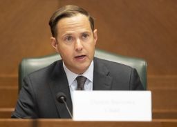 State Rep. Dustin Burrows speaks at an investigative committee meeting June 9 at the state Capitol in Austin.