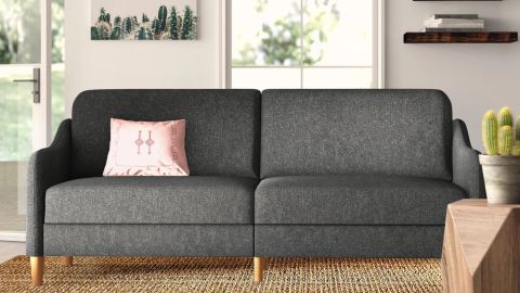 Mistana Dingler Linen Round-Arm Sleeper Sofa
