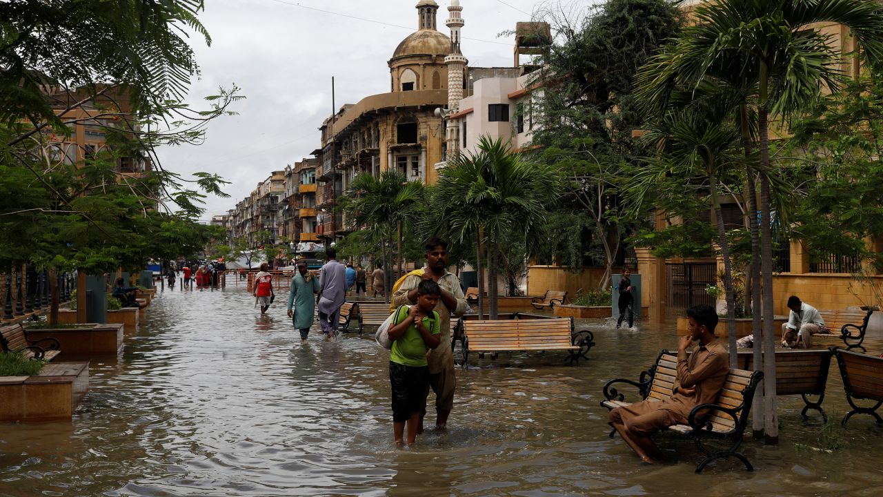 A flooded street during the monsoon season in Karachi, Pakistan, on July 11. 