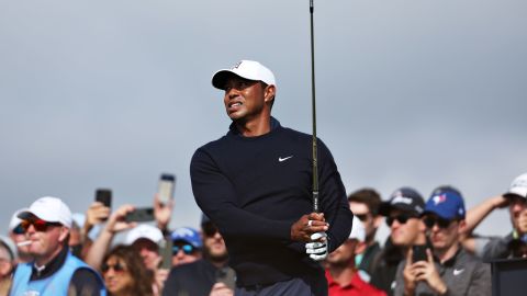 Tiger Woods during a practice round prior to The 150th Open in St. Andrews, Scotland.