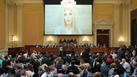A video of Ivanka Trump is shown on screen during the seventh hearing held by the committee on July 12.