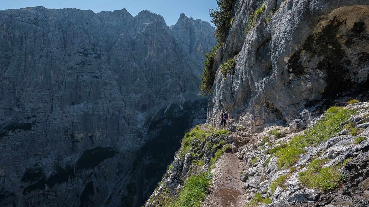 <strong>Giro del Sorapiss, Italy:</strong> Located in the Dolomites, the Giro del Sorapiss heads high into the mountains along sheer rock faces. Hikers will need harnesses for clipping into the three via ferrata lines. 