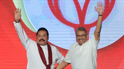 Mahinda Rajapaksa, left,  with his brother, Gotabaya Rajapaksa in Colombo, Sri Lanka, in 2019.  