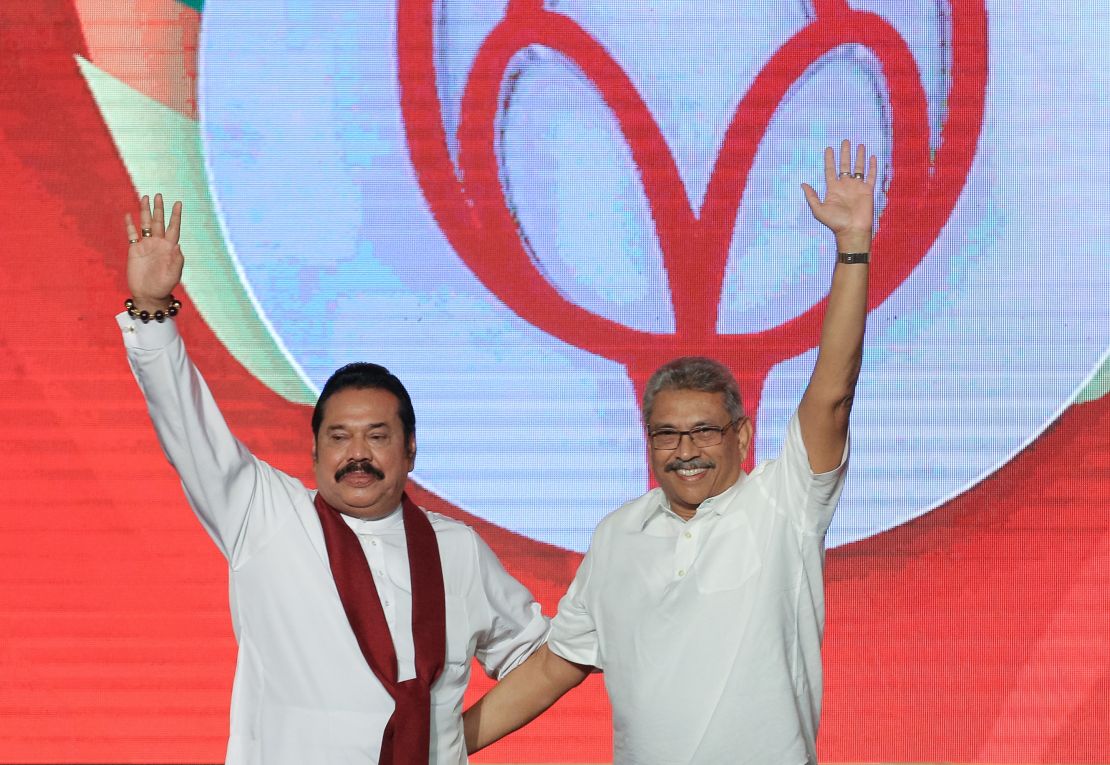 Mahinda Rajapaksa, left,  with his brother, Gotabaya Rajapaksa in Colombo, Sri Lanka, in 2019.  