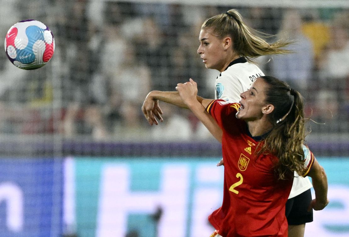 Germany's Jule Brand vies with Spain's Ona Batlle.