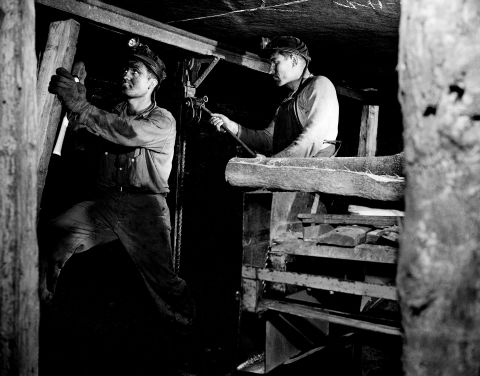 Starting in the 1800s, the coal mining industry provided economic opportunity for the state of Ohio. Many of these mines were later abandoned, resulting in environmental problems. Pictured, two miners at Willows Grove Mine, Ohio, May 1946.
