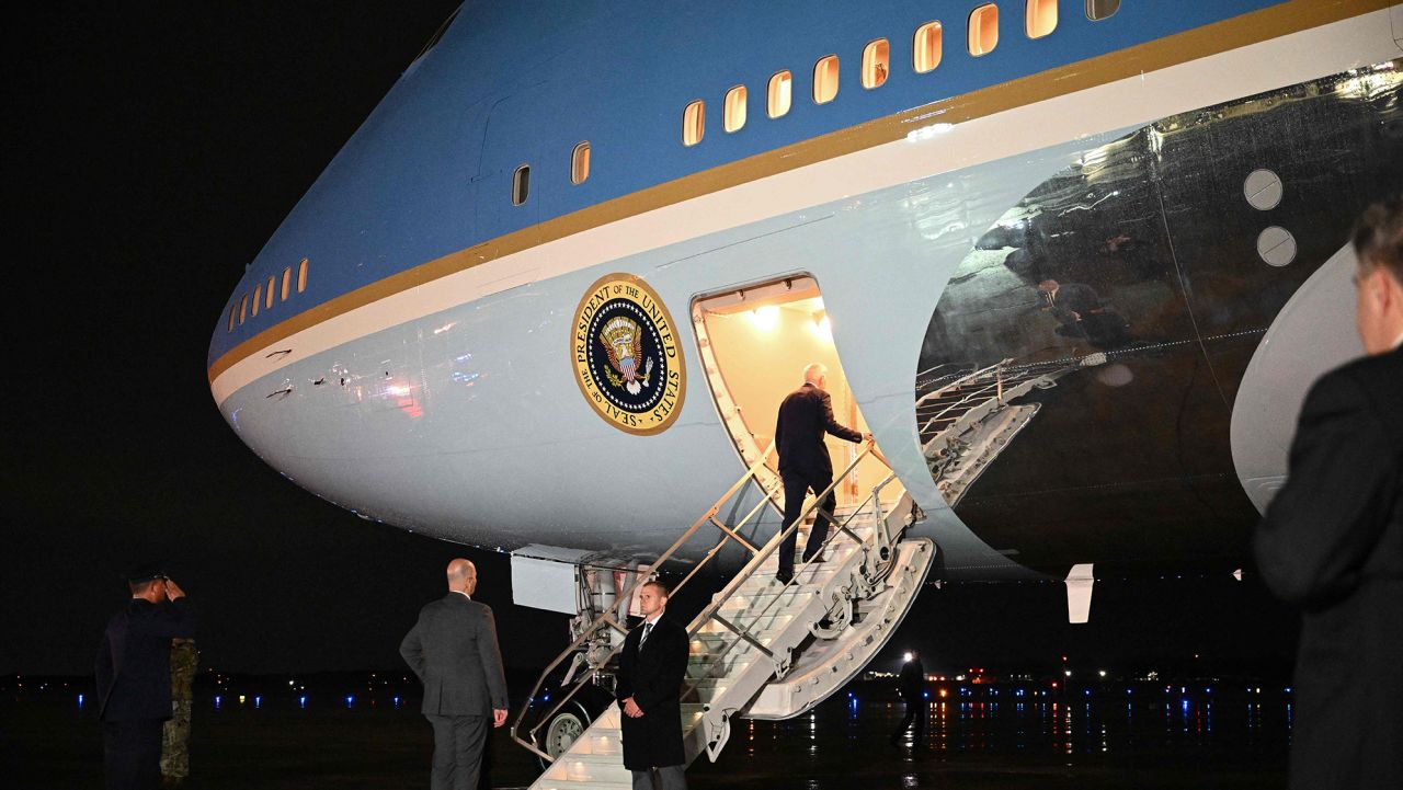 US President Joe Biden makes his way to board Air Force One before departing from Andrews Air Force Base in Maryland on July 12, 2022. 