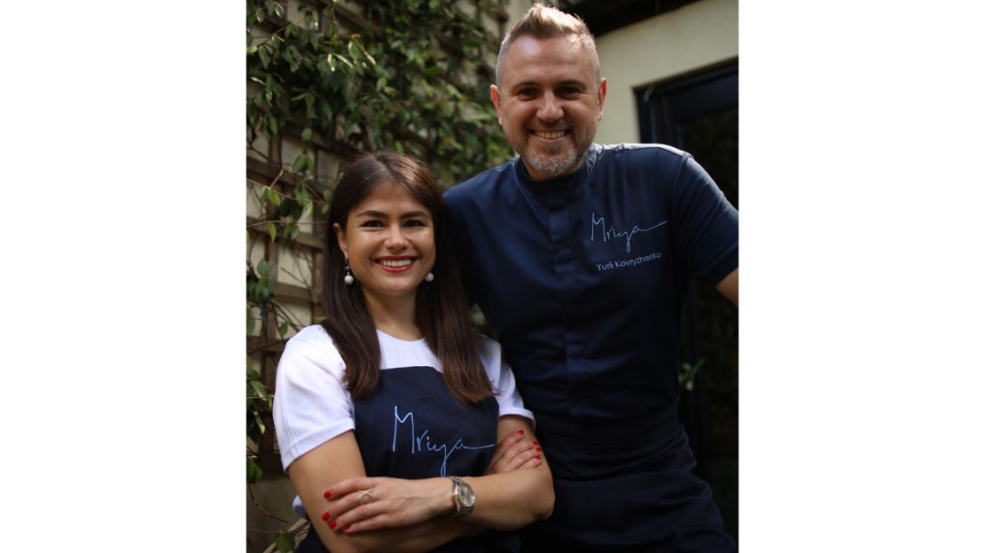 Ukrainian chef Yurii Kovryzhenko and his partner Olga Tsybytovska at their London restaurant, Mriya.