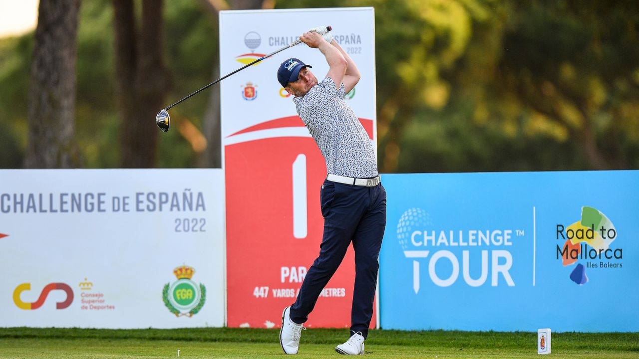 Ford shoots from the tee during the Challenge de Espana in Cadiz, Spain, in May.