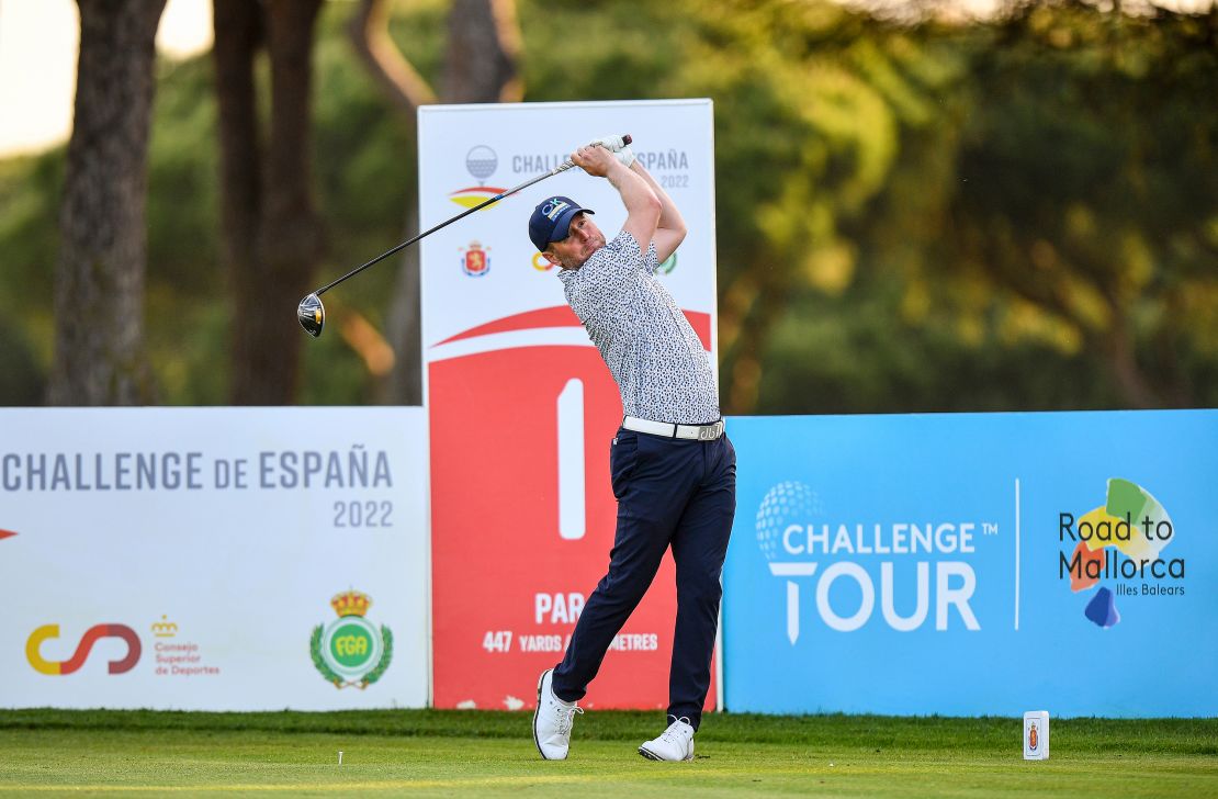Ford shoots from the tee during the Challenge de Espana in Cadiz, Spain, in May.