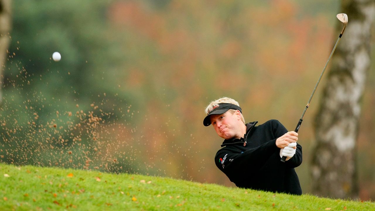 Ford plays out of the bunker during the Srixon PGA Playoff in October, 2009. 