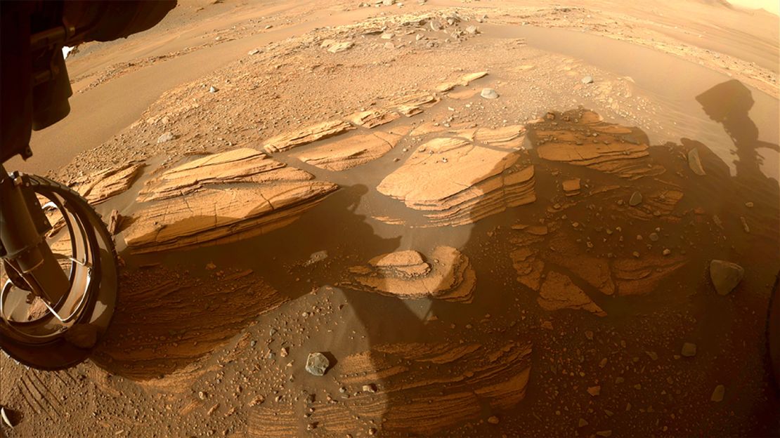 Perseverance took its first up-close glimpse at Martian sedimentary rocks in April.