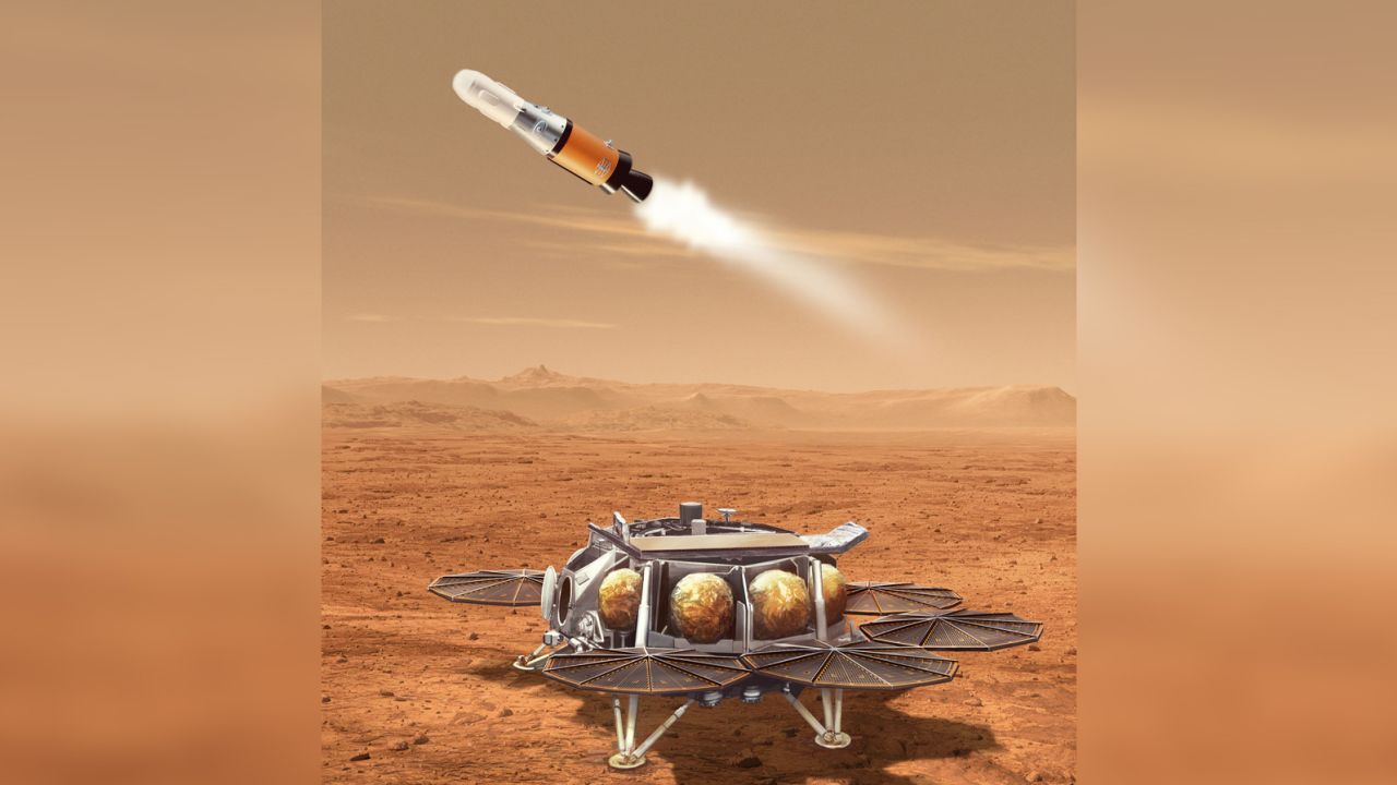 This illustration shows a concept for a proposed Sample Retrieval Lander and Mars Ascent Vehicle.