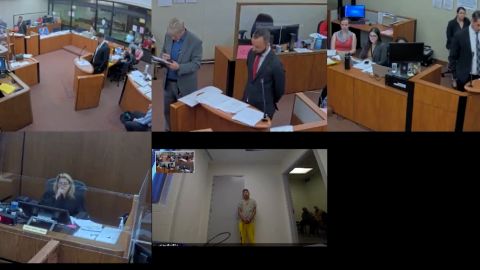 Gerson Fuentes, seen bottom center, appeared via video in the Franklin County Municipal Court.  