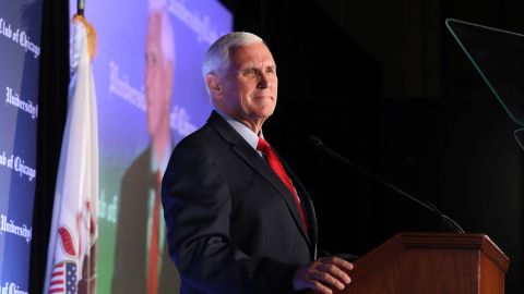 Former Vice President Mike Pence delivers a speech on the economy at the University Club of Chicago on June 20, 2022.