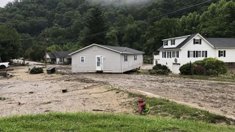 Damage from flooding is seen Wednesday in the Whitewood community of Buchanan County.