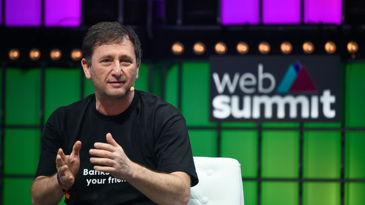 Alex Mashinsky, Founder and CEO at Celsius, addresses the audience during the last day of the Web Summit 2021 in Lisbon.