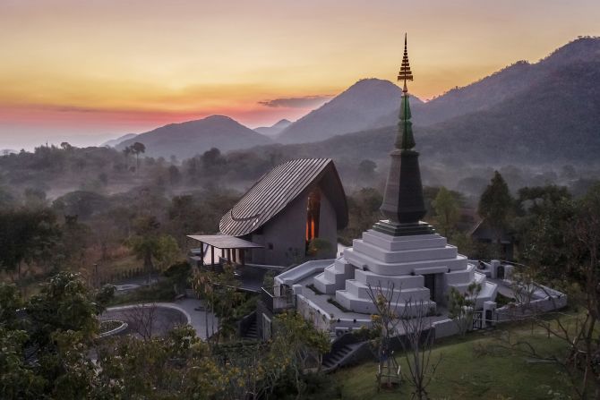 Bangkok-based firm Architects 49 Limited was shortlist for the Sasipawan Wisdom Center, a meditation center in Khao Yai, Thailand. The serene complex features a pagoda constructed from layers of glass sheets, as well as accommodation for monks and teachers at the retreat.