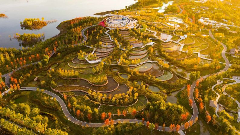 Chinese firm Turenscape's "Wastewater Cleansing Terraces" were designed to demonstrate an ecologically-friendly way to clean and recycle wastewater. It was built in Handan, Hebei province -- an area suffering from water shortages and the effects of pollution.