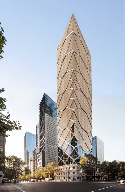 Designed by Fender Katsalidis, this 48-floor building in downtown Melbourne, Australia, features a three-story "urban forest". Dubbed Paragon, the residential tower's diagonal grid surface was inspired by Celtic culture -- a nod to the historic Celtic Club that previously occupied the site.