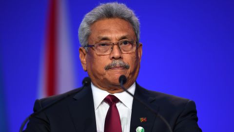 Gotabaya Rajapaksa, then Sri Lankan President, presents his national statement during day two of COP26 at SECC on November 1, 2021 in Glasgow, United Kingdom. 