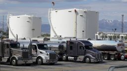 Trucks line up to fill their tankers with gas and diesel to deliver to stations at Marathon Refinery on May 24, 2022 in Salt Lake City, Utah. Reports are saying that gas and diesel prices will continue to rise through the summer driving season. 