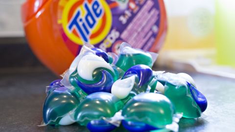 Tide Pods' signature three-chamber design. The product has been one of Procter & Gamble's most successful innovations in years. 