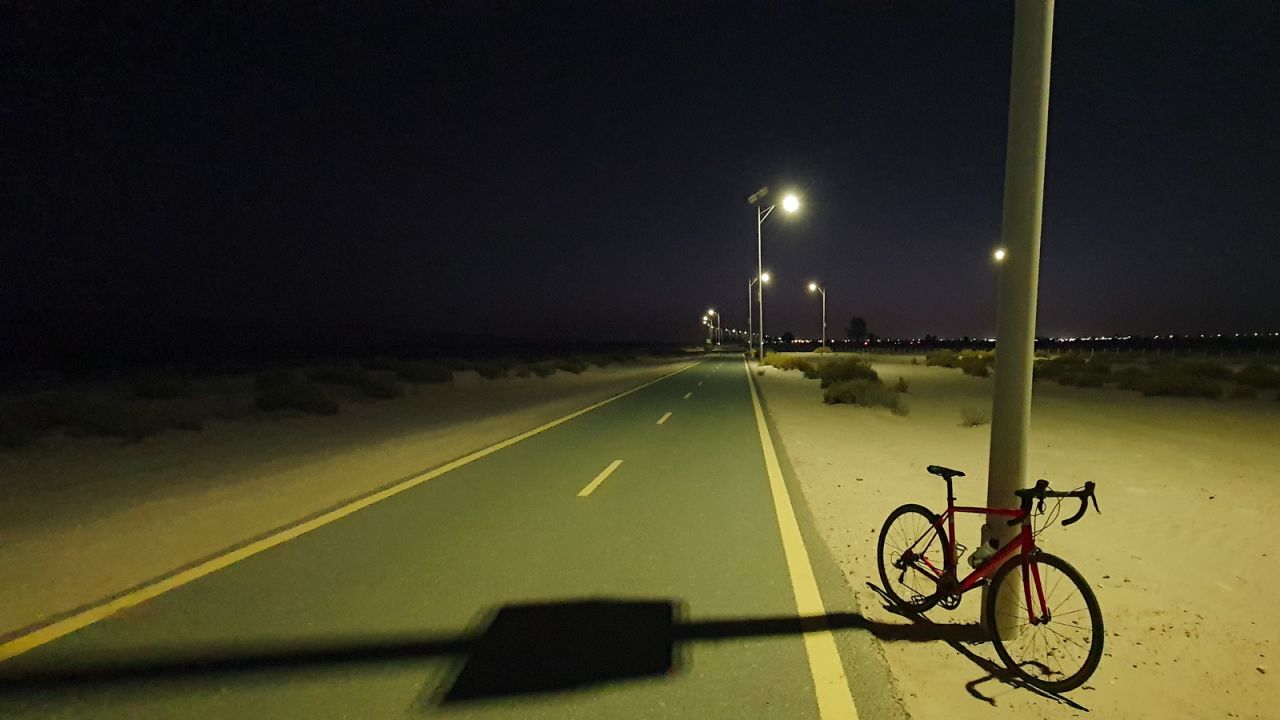 <strong>Into the night:</strong> In the heat of summer, the Al Wathba track is best tackled before sunrise or after sunset. Solo riding on the illuminated track can be a surreal experience.