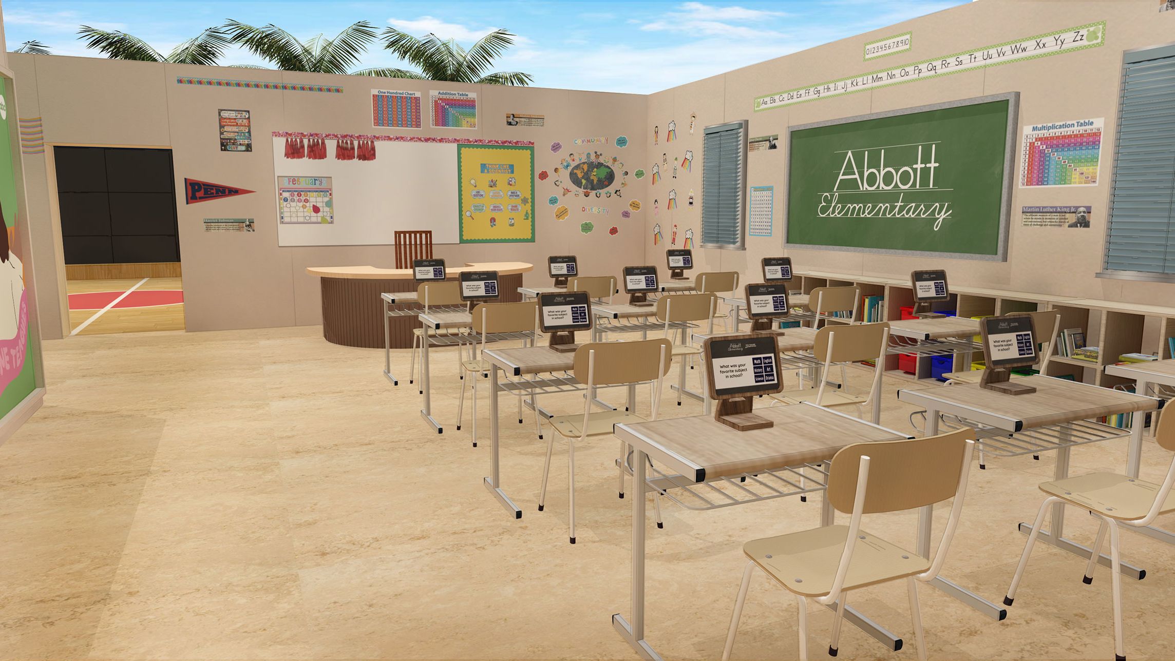 A rendering of a classroom from "Abbott Elementary."