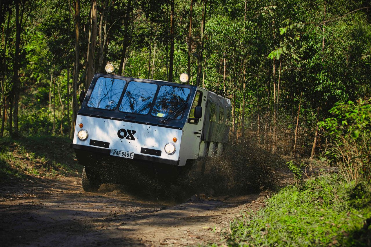 Designed for emerging markets, the flat-pack electric OX Truck is adept at driving on dirt roads. Delivery company OX Delivers rents out space on the truck in rural areas of Rwanda, where many of its customers lack access to paved roads.