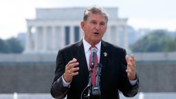 Sen. Joe Manchin, D-W.Va., speaks during a memorial for Hershel W. "Woody" Williams at the World War II Memorial Thursday, July 14, 2022 in Washington. Williams, the last remaining Medal of Honor recipient from World War II, died at age 98.