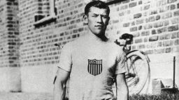 Jim Thorpe of the United States, winner of both the pentathlon and the decathlon, during the Summer Olympic Games in Stockholm, Sweden on 15th July 1912.
OLYMPICS 1912 STOCKHOLM JIM THORPE (USA) Sweden Stockholm
Sport