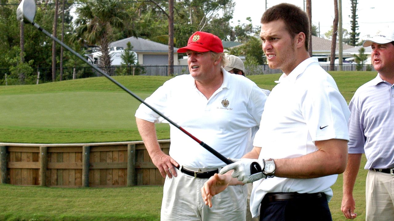 Tom Brady with former president Donald Trump at Trump International Golf Club, Palm Beach, Florida in 2006.