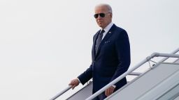 President Joe Biden arrives at King Abdulaziz International Airport, Friday, July 15, 2022, in Jeddah, Saudi Arabia. (AP Photo/Evan Vucci)