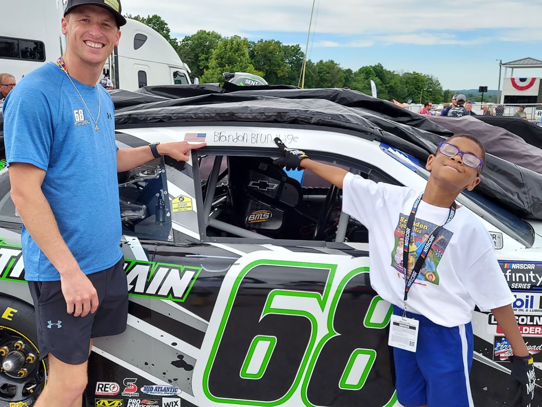 Brandon Brundidge got to sign his name on Brown's car.