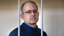 FILE- In this Aug. 23, 2019, file photo, Paul Whelan, a former U.S. marine who was arrested for alleged spying in Moscow on Dec. 28, 2018, speaks while standing in a cage as he waits for a hearing in a courtroom in Moscow, Russia. Viktor Bout, the Russian arms dealer who once inspired a Hollywood movie, is back in the headlines with speculation around a return to Moscow in a prisoner exchange for WBNA star Brittney Griner and Whelan. (AP Photo/Alexander Zemlianichenko, File)