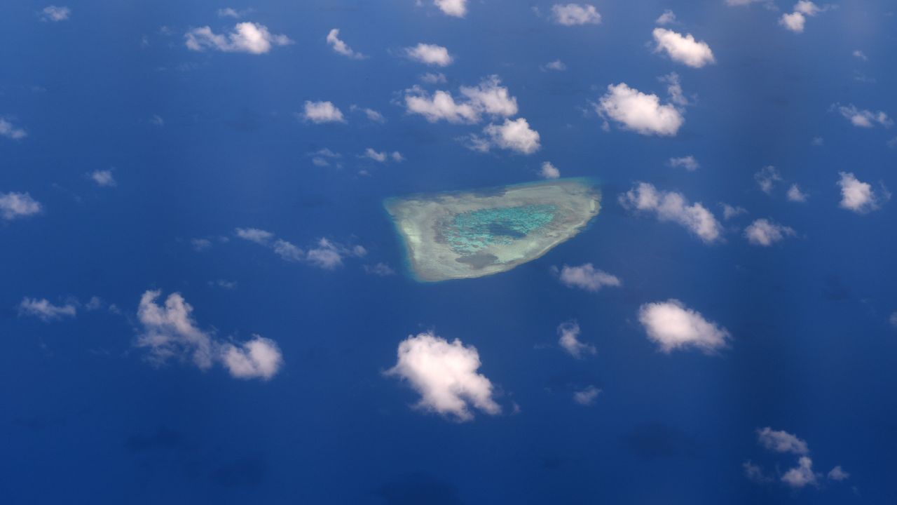A reef in the disputed Spratly Islands on April 21, 2017.