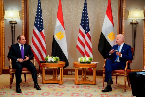 President Joe Biden meets with Egyptian President Abdel Fattah al-Sisi on Saturday.