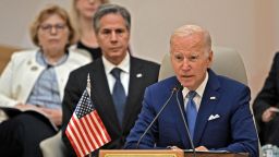 President Joe Biden speaks during the "GCC+3" (Gulf Cooperation Council) meeting at a hotel in Saudi Arabia's Red Sea coastal city of Jeddah on July 16, 2022. 