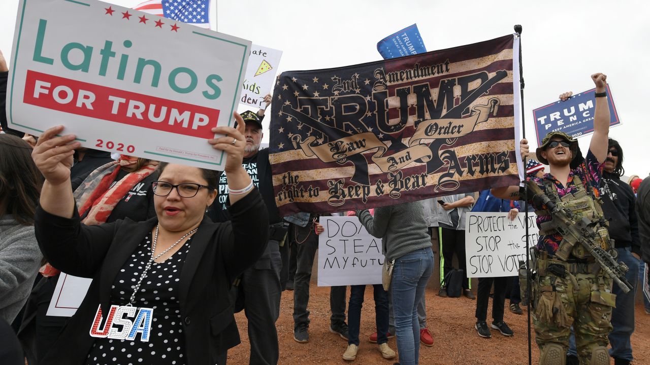 Supporters of President Donald Trump protest outside the Clark County Election Department in North Las Vegas, Nevada, on November 7, 2020.