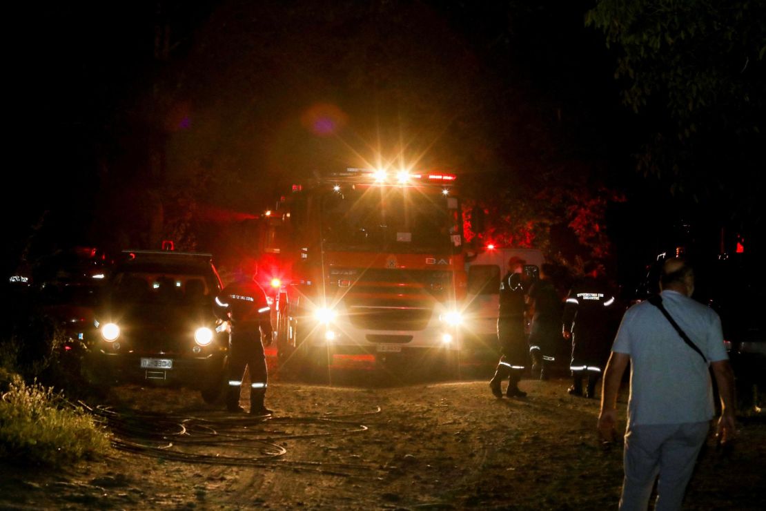 Firefighting vehicles and rescue crews were at the site of the crash.