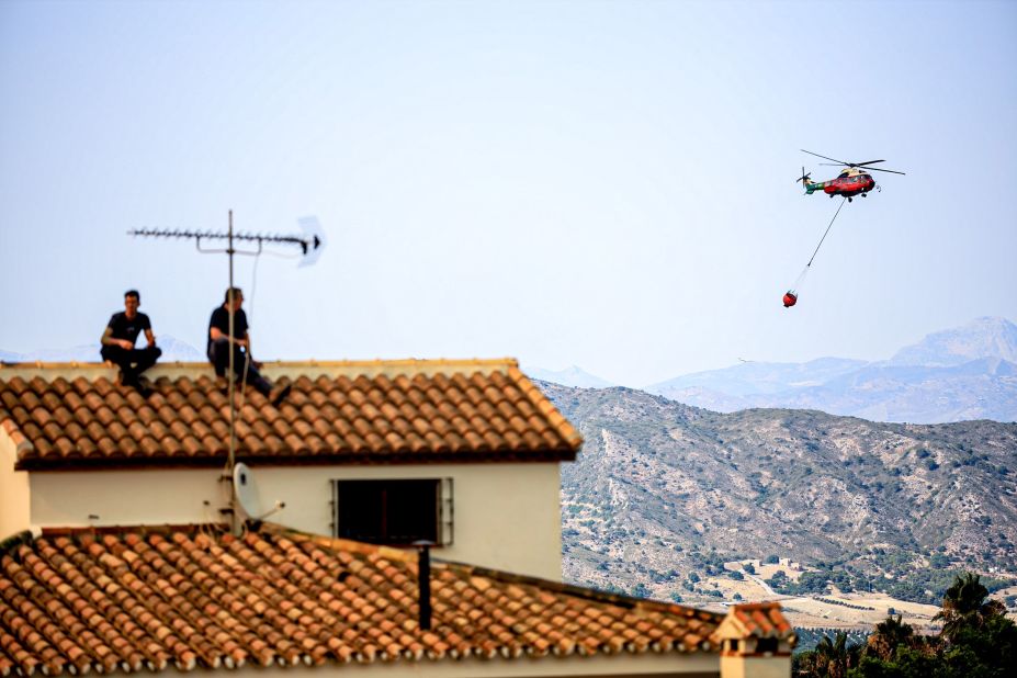 Residents of Alhaurín el Grande, Spain, were evacuated because of a fire in the Sierra de Mijas mountain range on July 15.