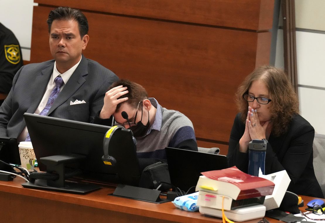 Nikolas Cruz looks down during the penalty phase of his trial at the Broward County Courthouse in Fort Lauderdale on Monday July 18, 2022.