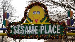 Big Bird is shown on a sign near an entrance to Sesame Place in Langhorne, Pa., Dec. 26, 2019.  (AP Photo/Jeff Chiu)