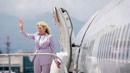 U.S. first lady Jill Biden boards a plane to depart to the United States after her visit to Latin America, in Alajuela, Costa Rica, May 23, 2022. 