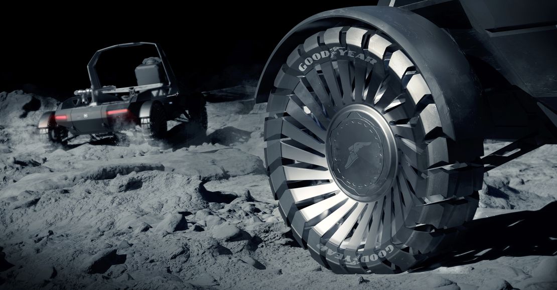 Goodyear's Lunar Rover tires will be made of metal alloys to withstand extreme temperature changes.