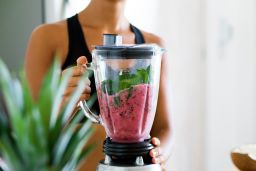A green smoothie made from spinach, berries, bananas and almond milk kick-starts your morning.