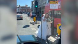 stranded bride hitches ride moos