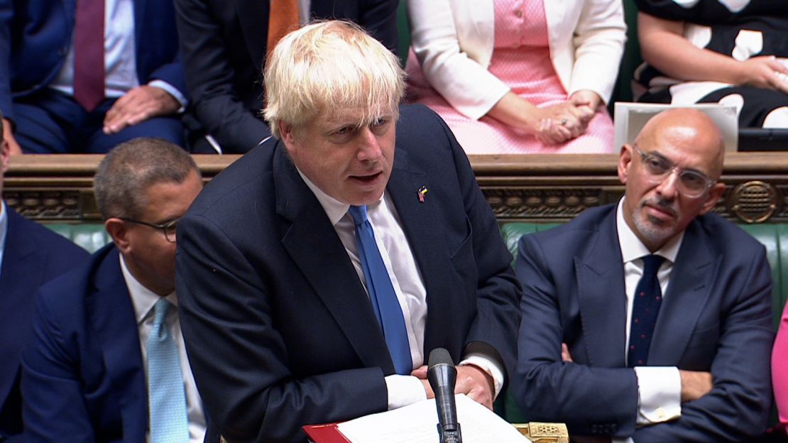Boris Johnson at his final appearance as prime minister in the House of Commons on July 20, 2022.